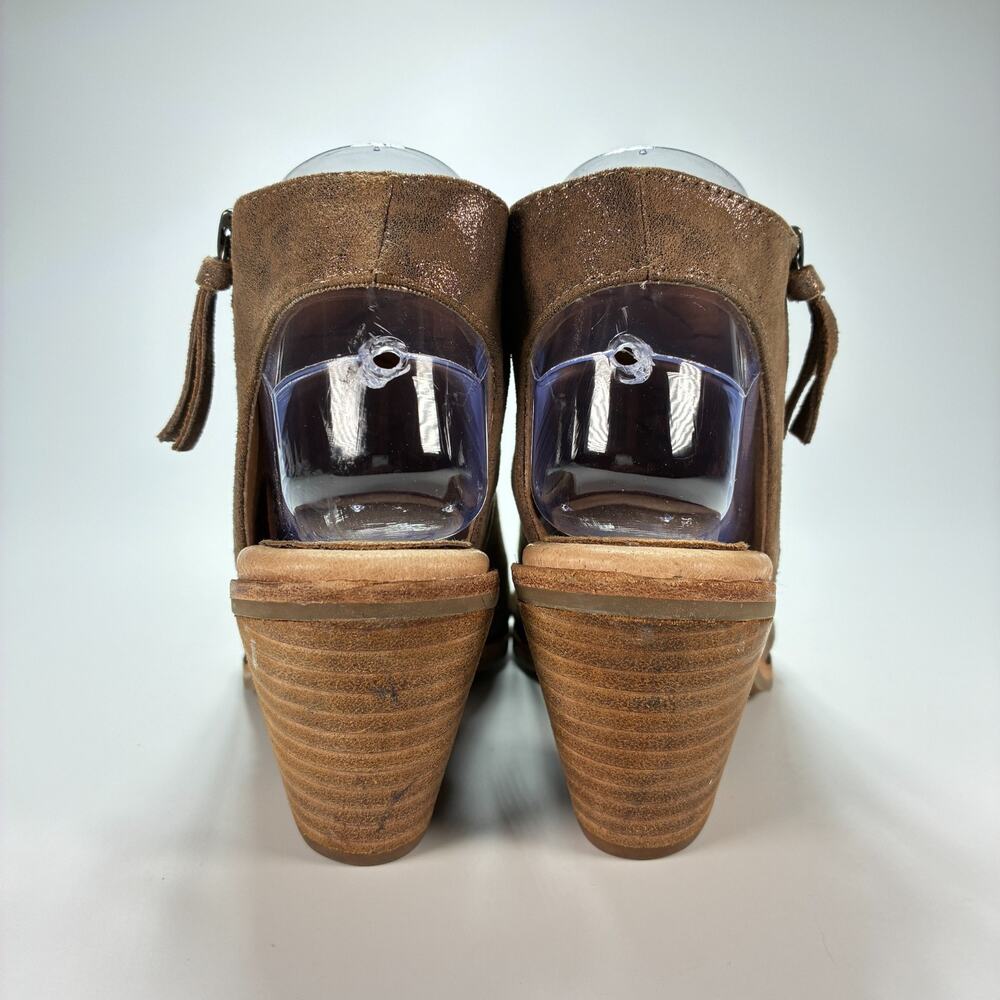 Sofft Brown Metallic Woven Peep Toe Block Heel Ankle Sandals Women's Size 6.5 M - Picture 4 of 8